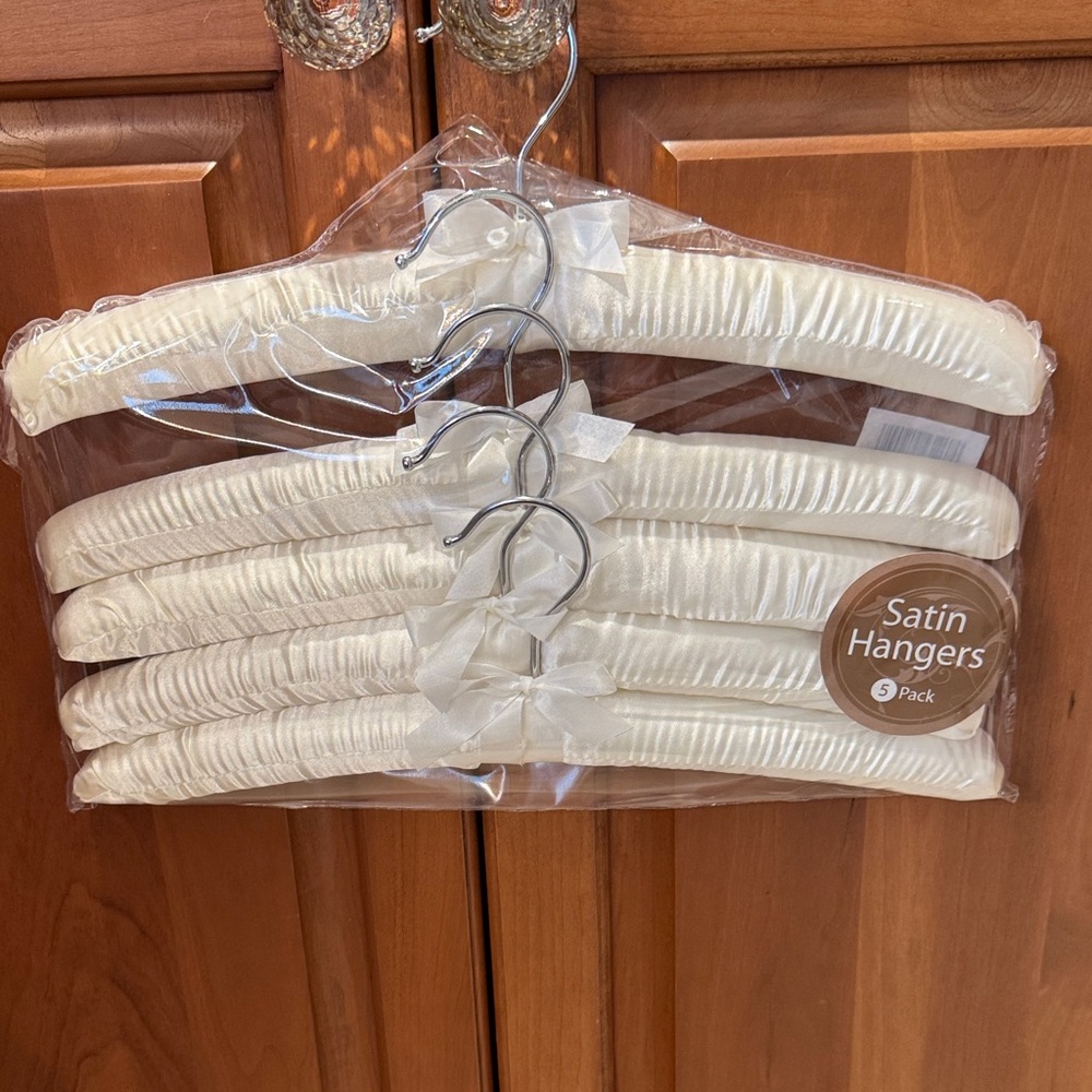 Cream Satin Padded Hangers 5-Pack